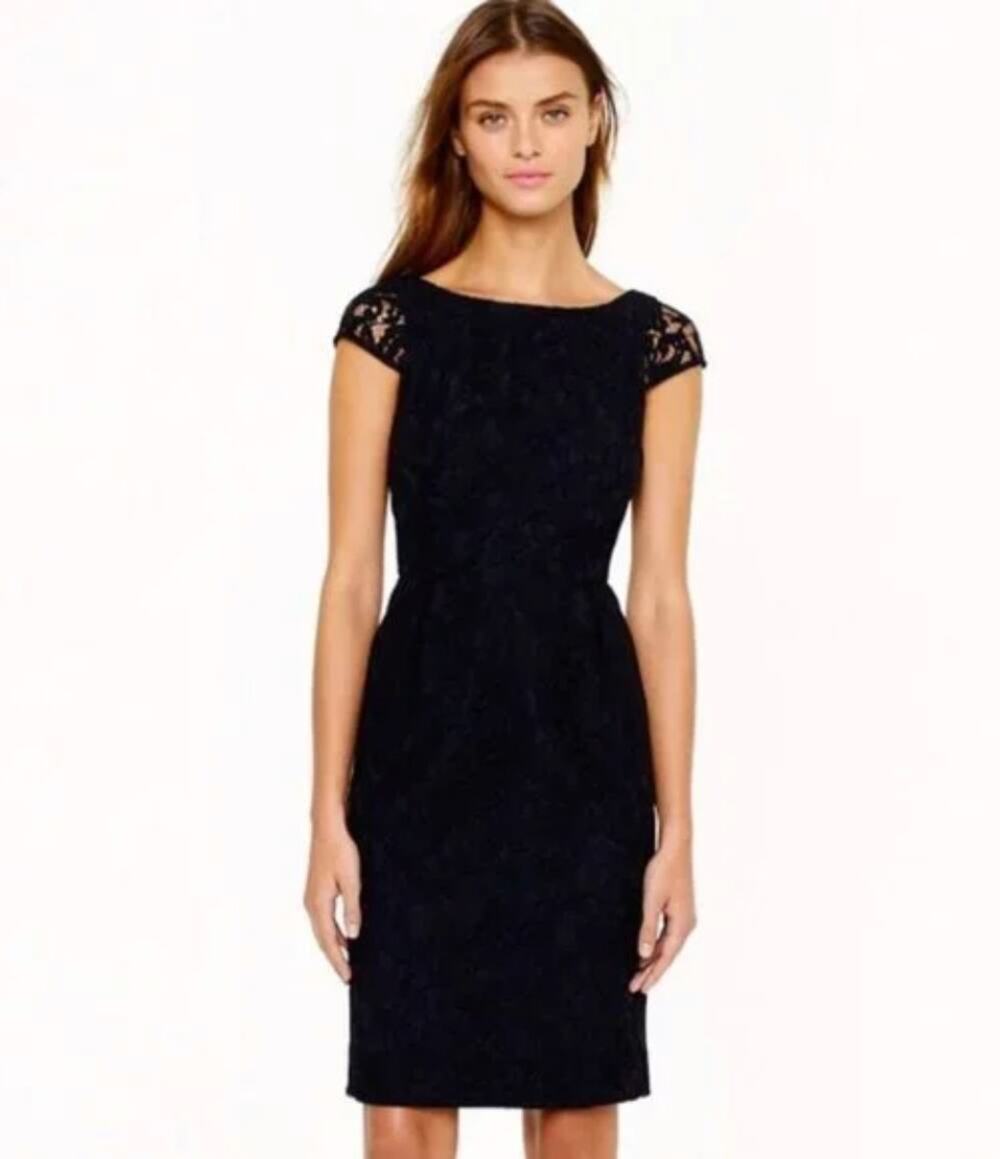 J. Crew Elsa Dress in Leavers Lace Black A6005 Size 4